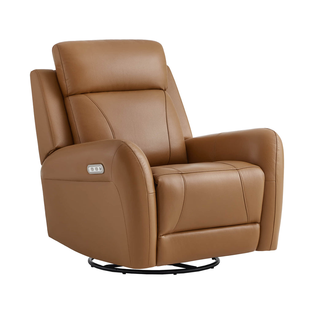 Myles Genuine Leather Swivel Glider Power Recliner