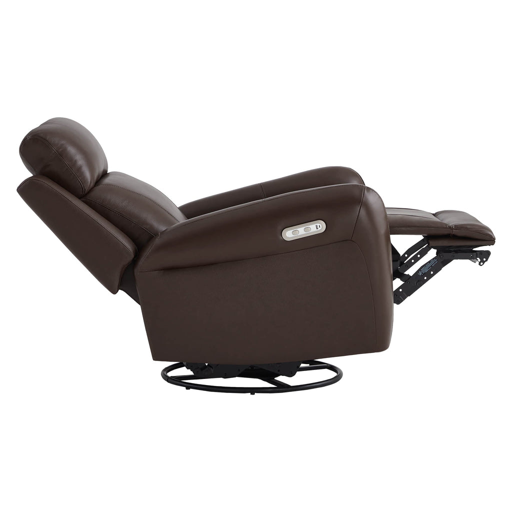 Myles Genuine Leather Swivel Glider Power Recliner