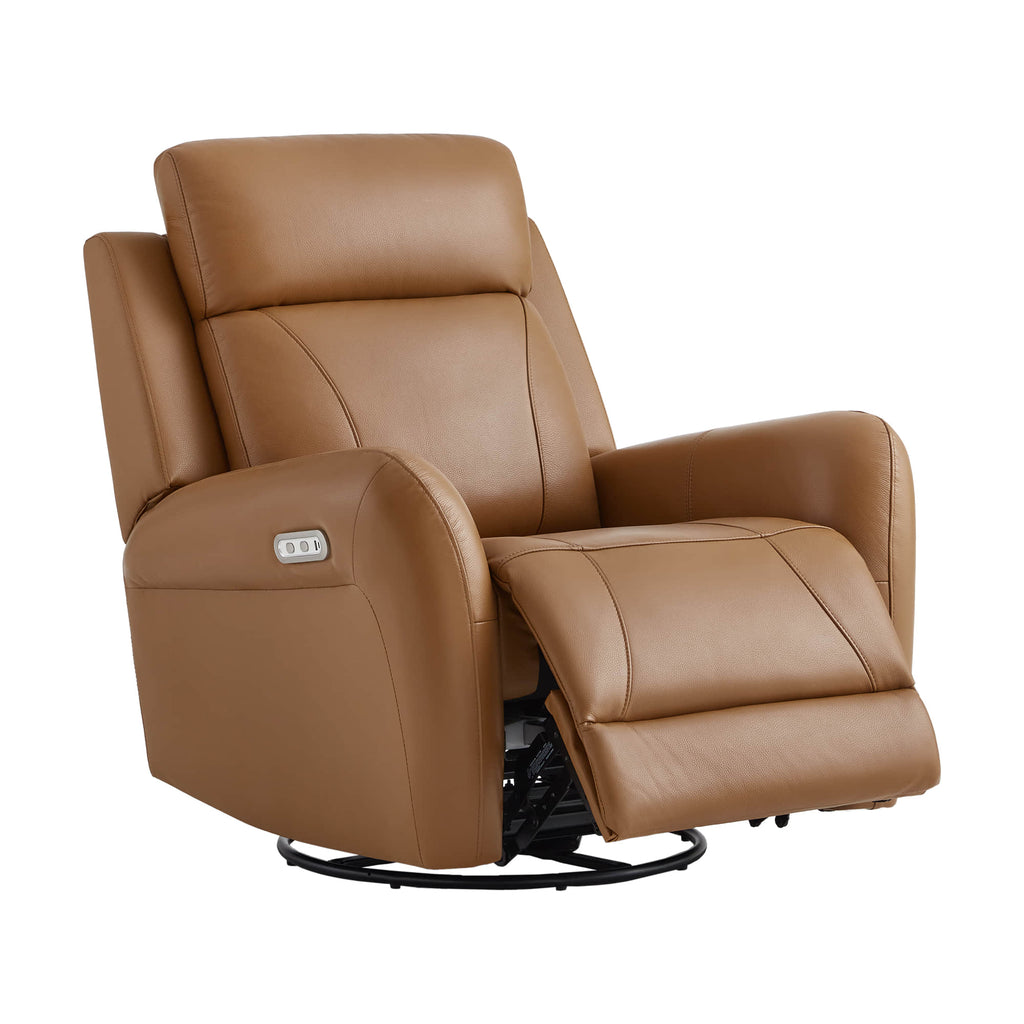 Myles Genuine Leather Swivel Glider Power Recliner