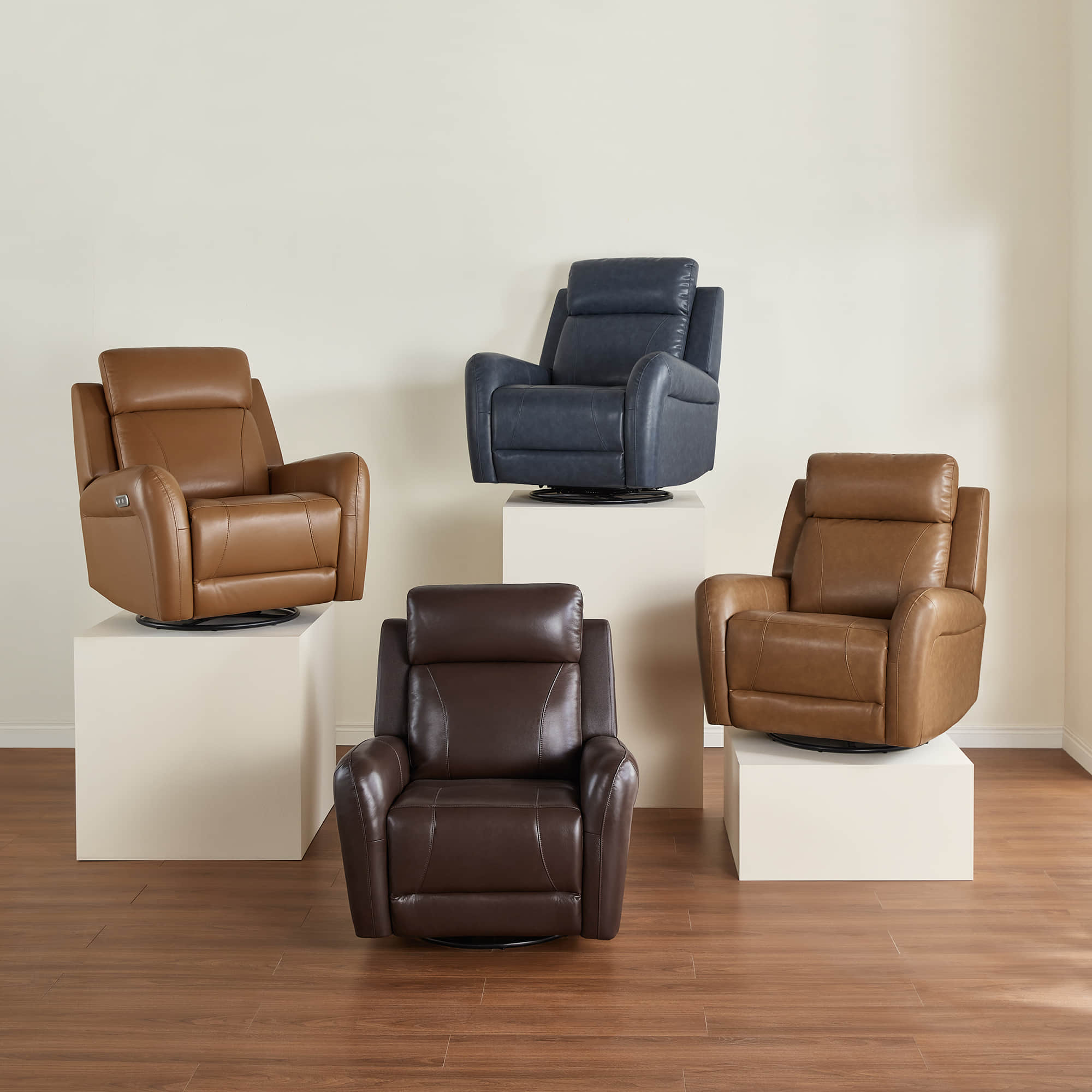 Myles Genuine Leather Swivel Glider Power Recliner