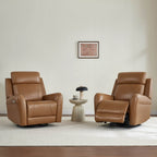 Myles Genuine Leather Swivel Glider Power Recliner