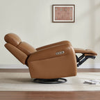 Myles Genuine Leather Swivel Glider Power Recliner
