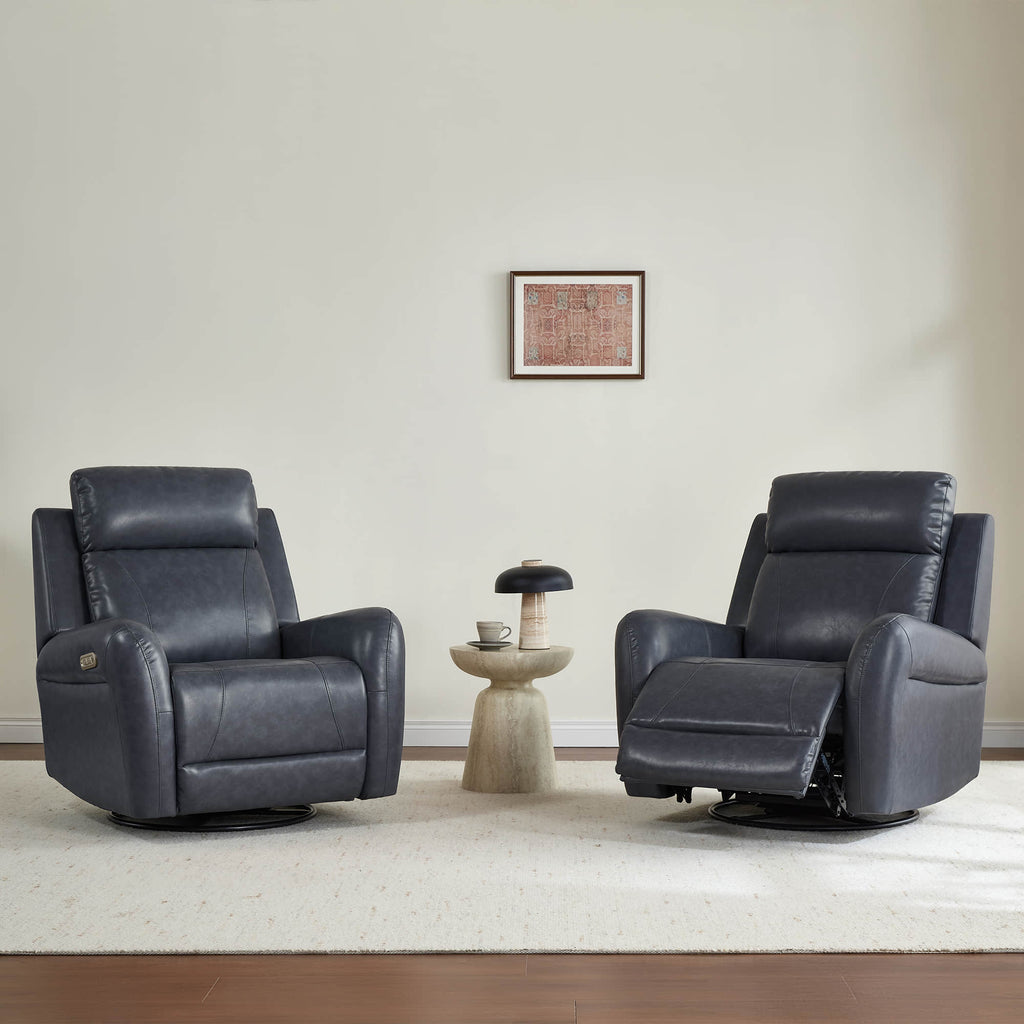 Myles Genuine Leather Swivel Glider Power Recliner