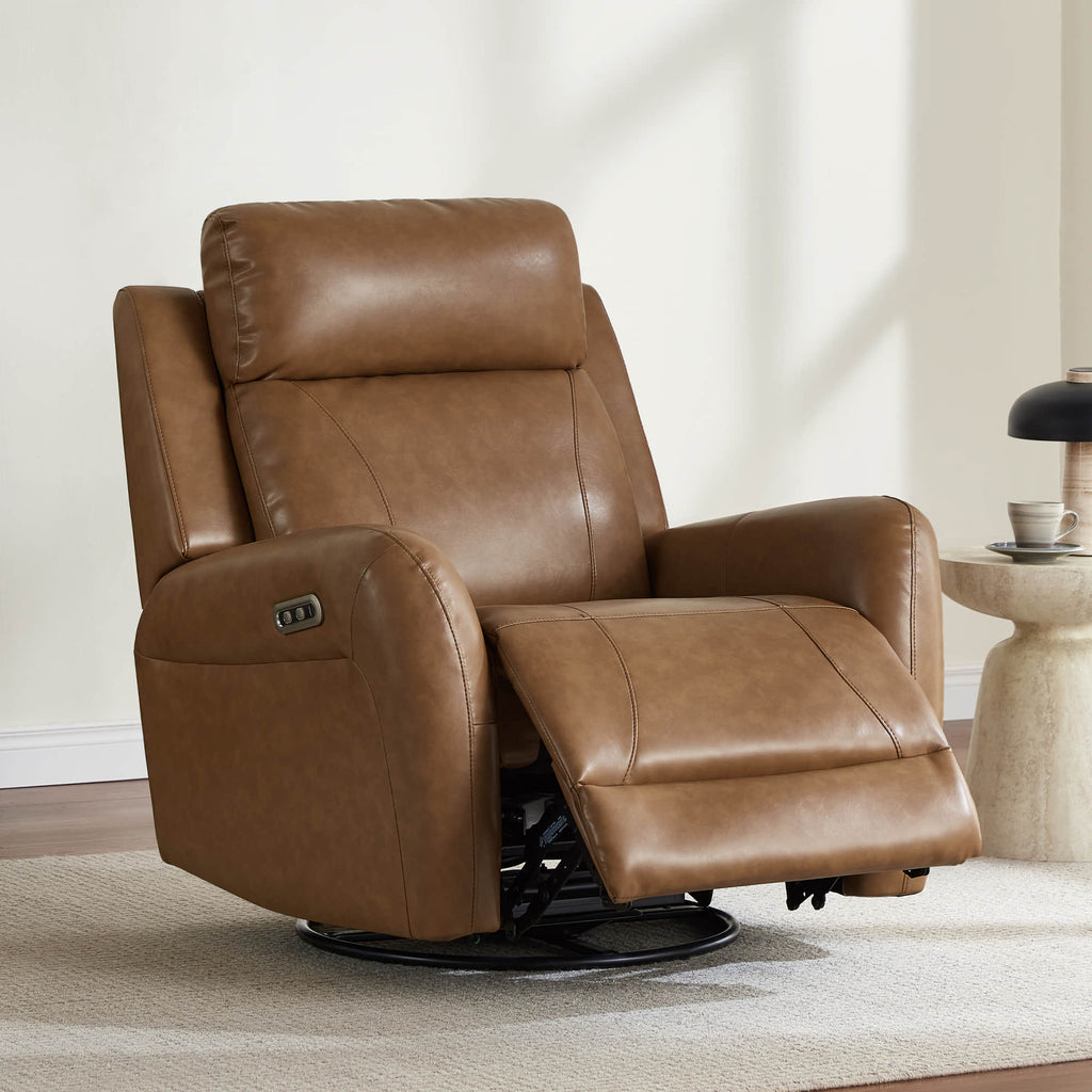 Myles Genuine Leather Swivel Glider Power Recliner
