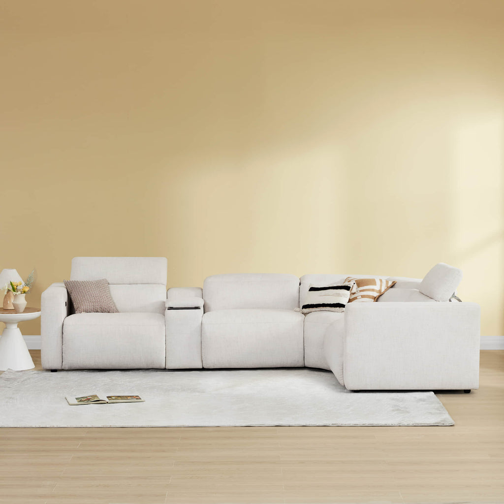 Oliver 4-Seat Wall-hugger Reclining Sectional Sofa with Power Headrest