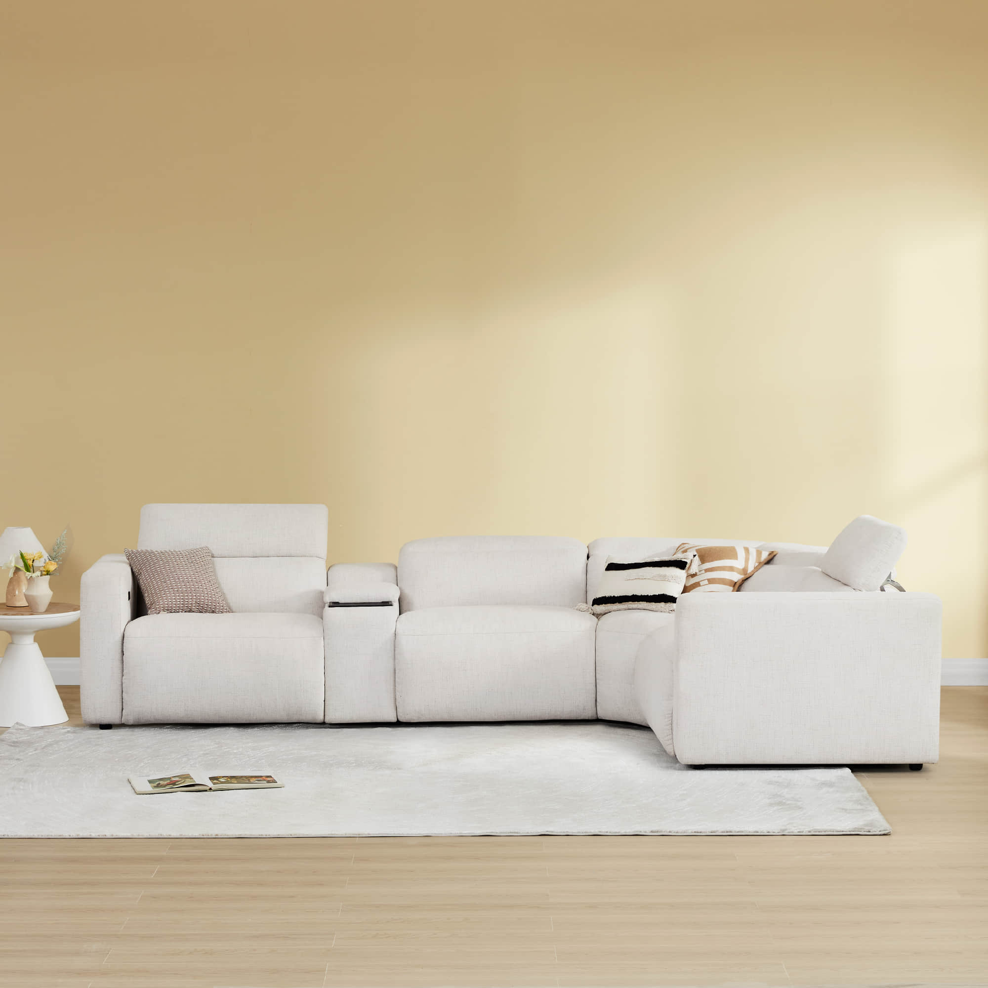 Oliver 4-Seat Wall-hugger Reclining Sectional Sofa with Power Headrest