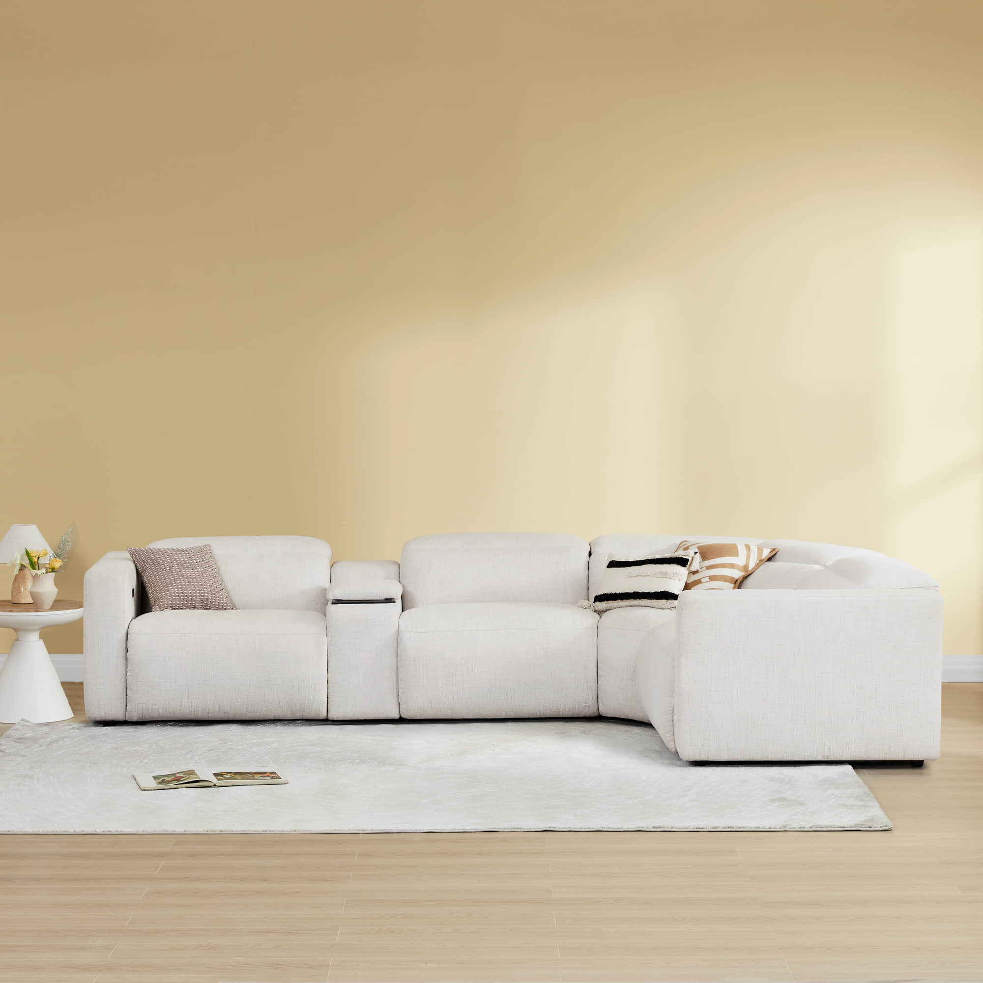 Oliver 4-Seat Wall-hugger Reclining Sectional Sofa with Power Headrest