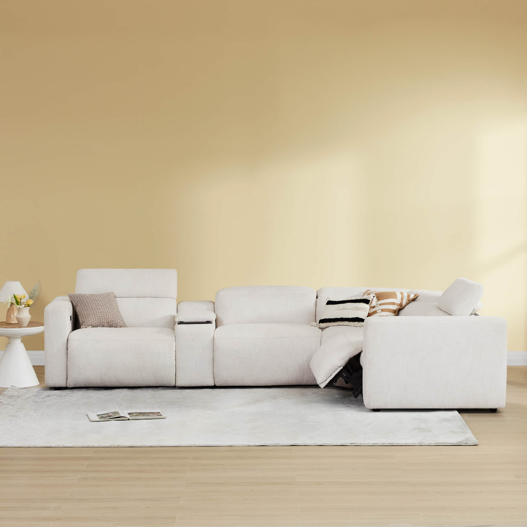 Oliver 4-Seat Wall-hugger Reclining Sectional Sofa with Power Headrest