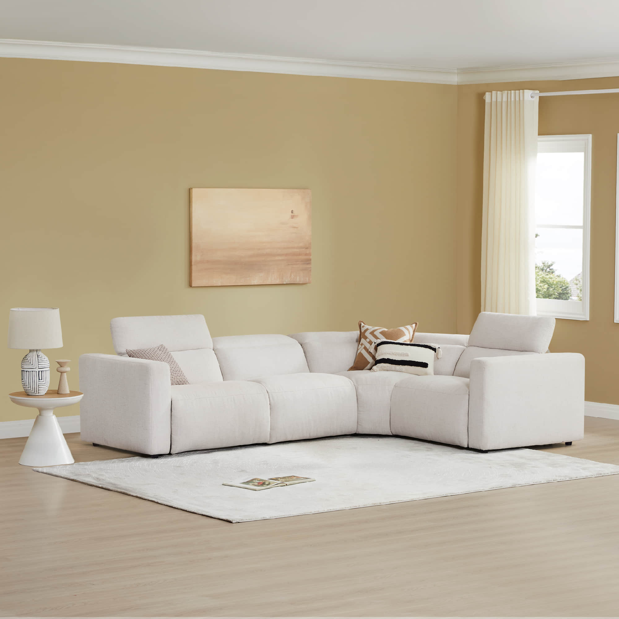 Oliver 4-Seat Wall-hugger Reclining Sectional Sofa with Power Headrest