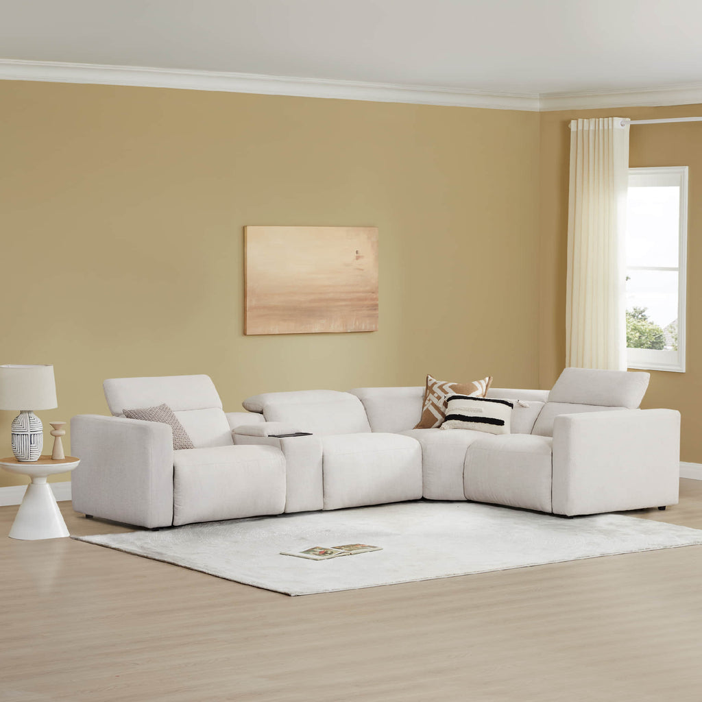 Oliver 4-Seat Wall-hugger Reclining Sectional Sofa with Power Headrest