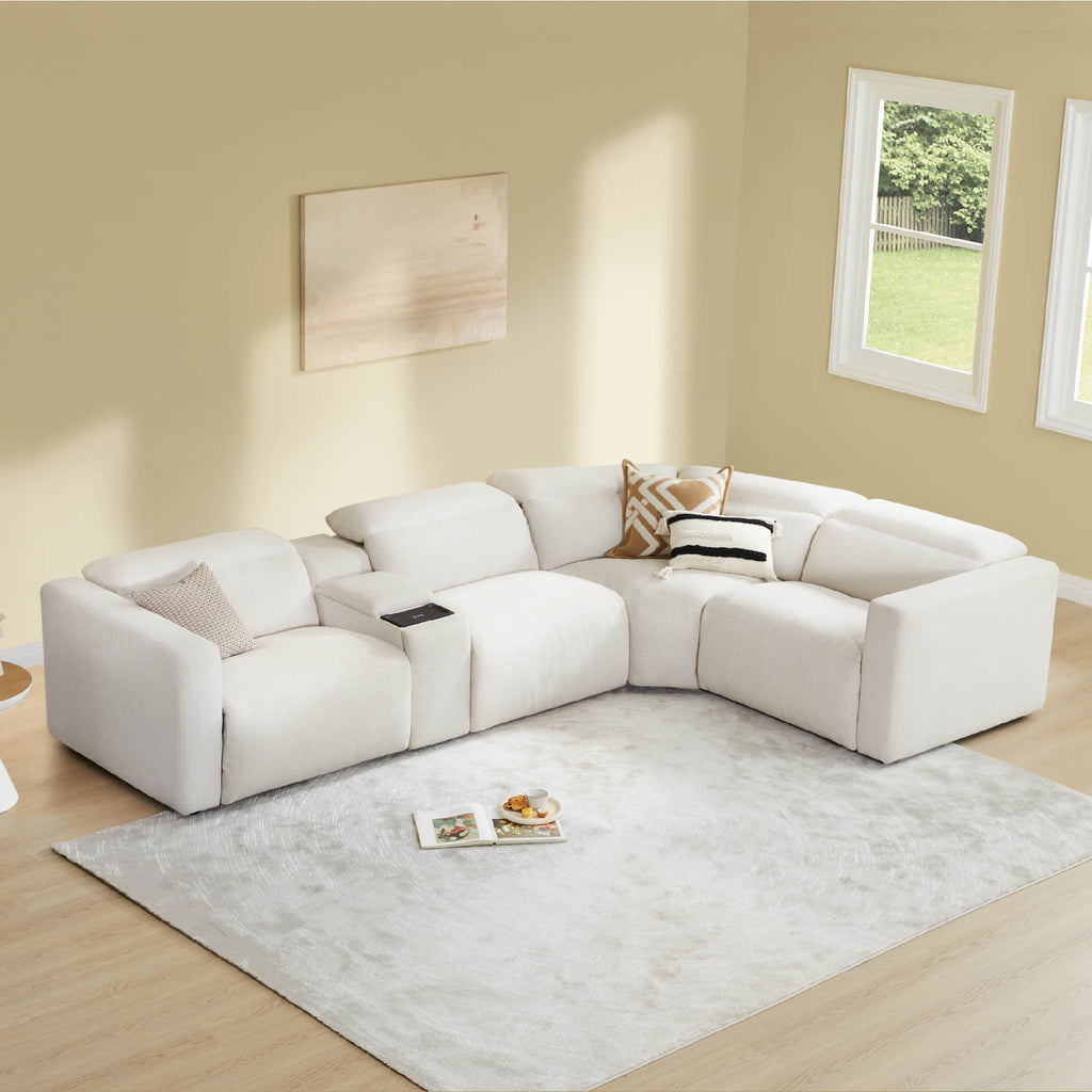Oliver 4-Seat Wall-hugger Reclining Sectional Sofa with Power Headrest