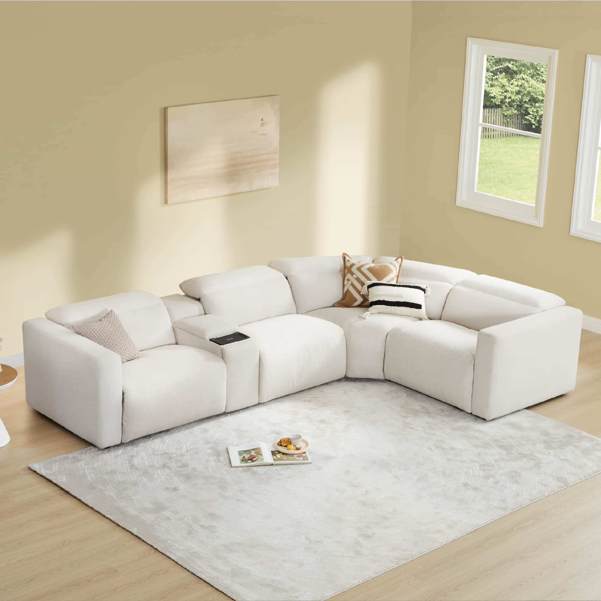 Oliver 4-Seat Wall-hugger Reclining Sectional Sofa with Power Headrest