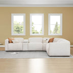 Canapé d'angle inclinable à 5 places Oliver, avec accoudoirs intégrés et appuie-têtes électriques.