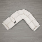 Canapé d'angle inclinable à 5 places Oliver, avec accoudoirs intégrés et appuie-têtes électriques.