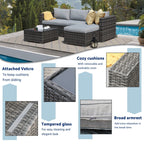 5-piece Outdoor Wicker Sectional Sofa Set with Cushions