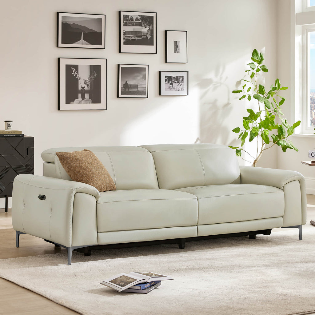 Owen Genuine Leather Reclining Sofa with Power Headrest