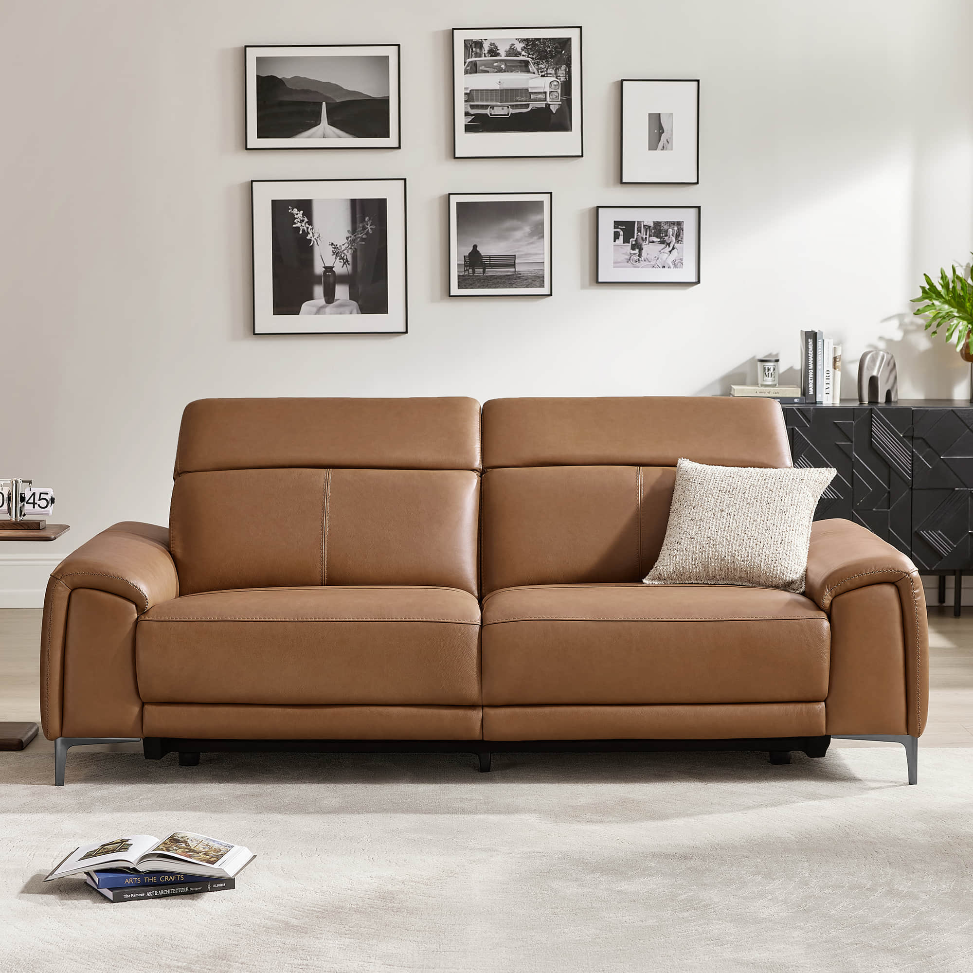 Owen Genuine Leather Reclining Sofa with Power Headrest