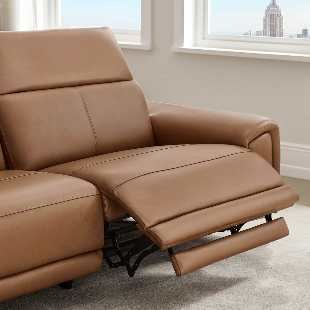 Owen Genuine Leather Reclining Sofa with Power Headrest