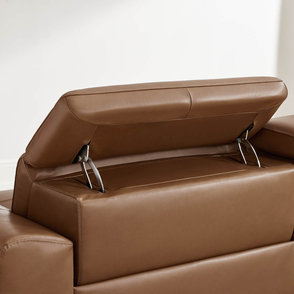 Owen Genuine Leather Reclining Sofa with Power Headrest