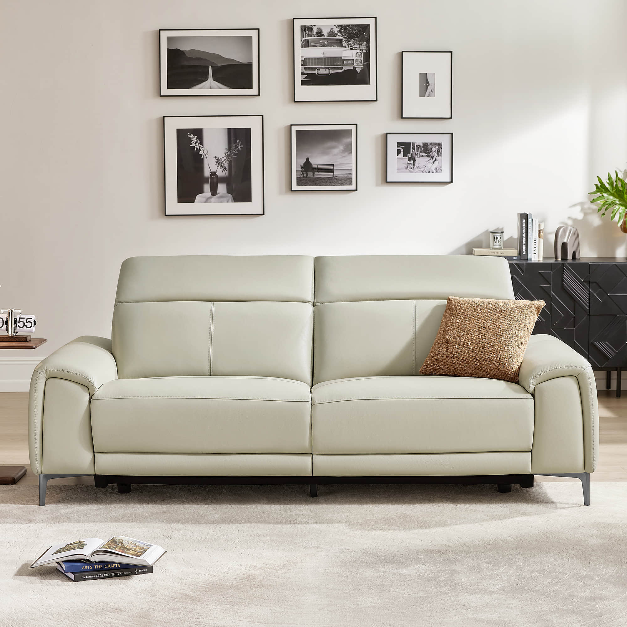 Owen Genuine Leather Reclining Sofa with Power Headrest