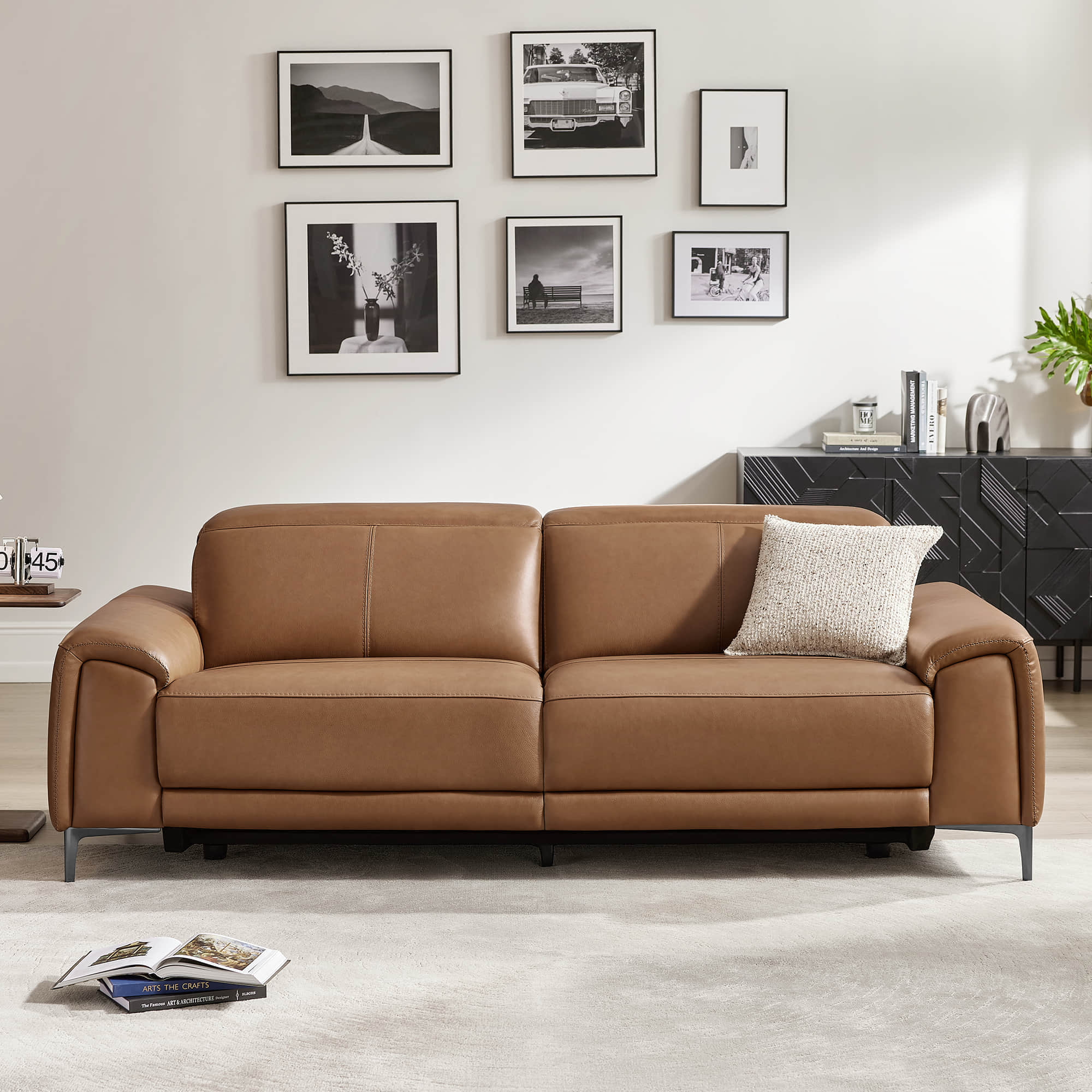Owen Genuine Leather Reclining Sofa with Power Headrest