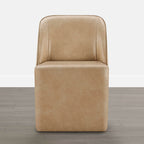 Soren Leather Rolling Dining Chair with Casters Base