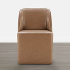 Soren Leather Rolling Dining Chair with Casters Base