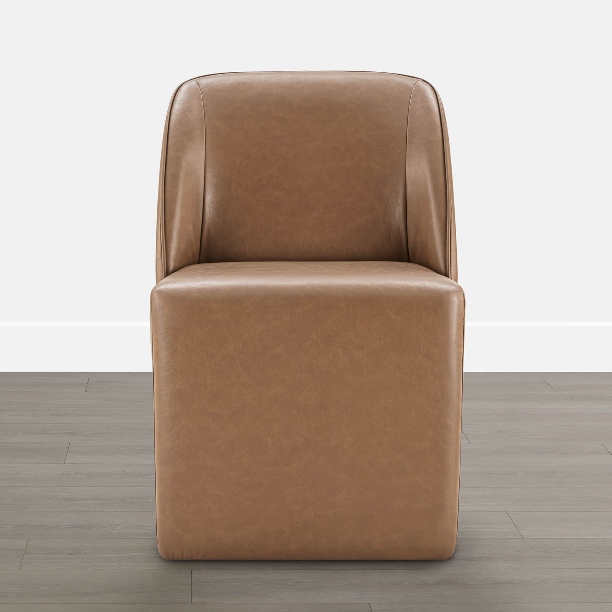 Soren Leather Rolling Dining Chair with Casters Base