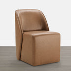 Soren Leather Rolling Dining Chair with Casters Base