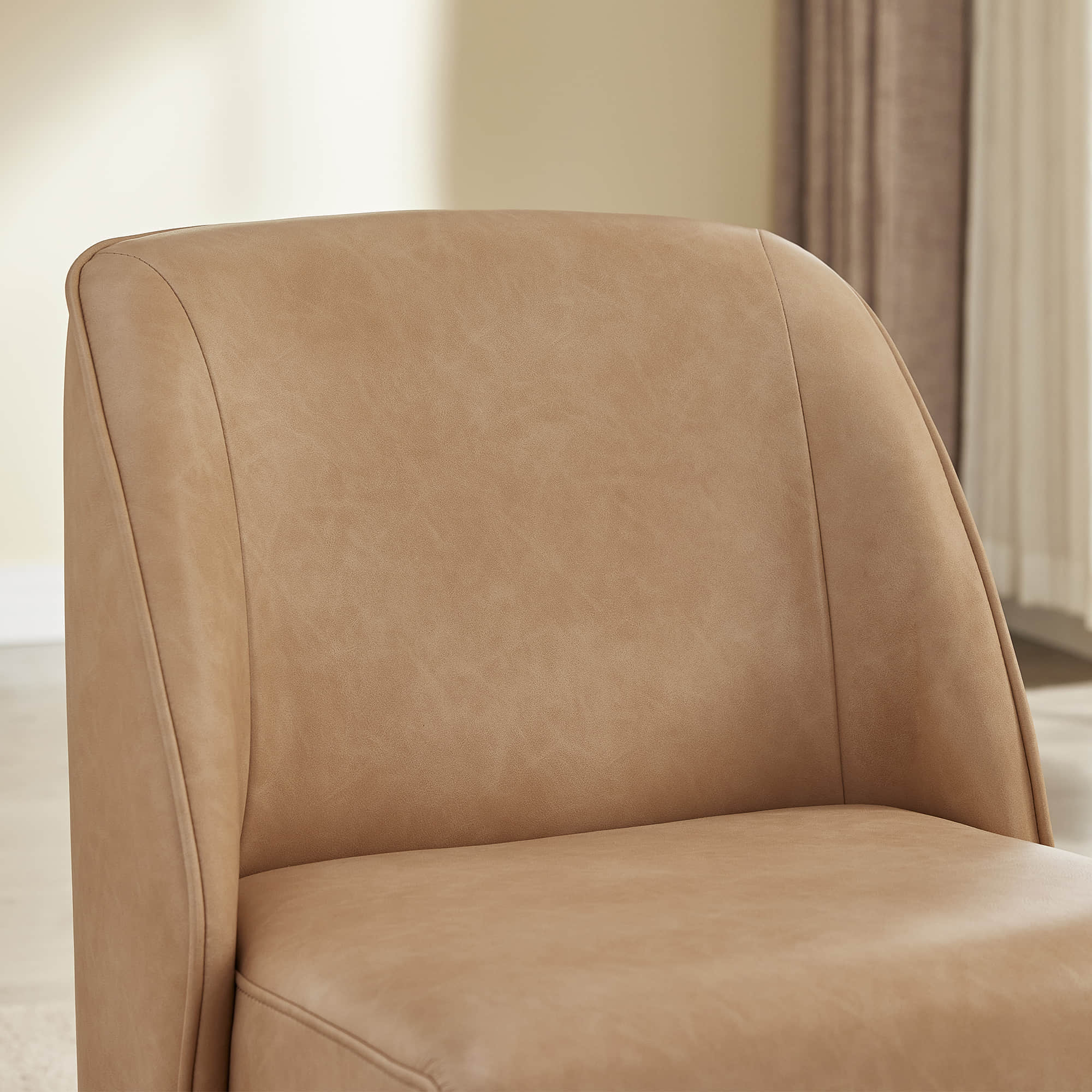 Soren Leather Rolling Dining Chair with Casters Base