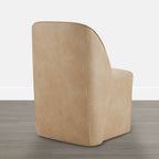 Soren Leather Rolling Dining Chair with Casters Base