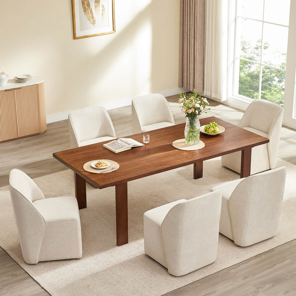 Soren Leather Rolling Dining Chair with Casters Base