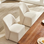 Soren Leather Rolling Dining Chair with Casters Base