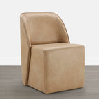 Soren Leather Rolling Dining Chair with Casters Base