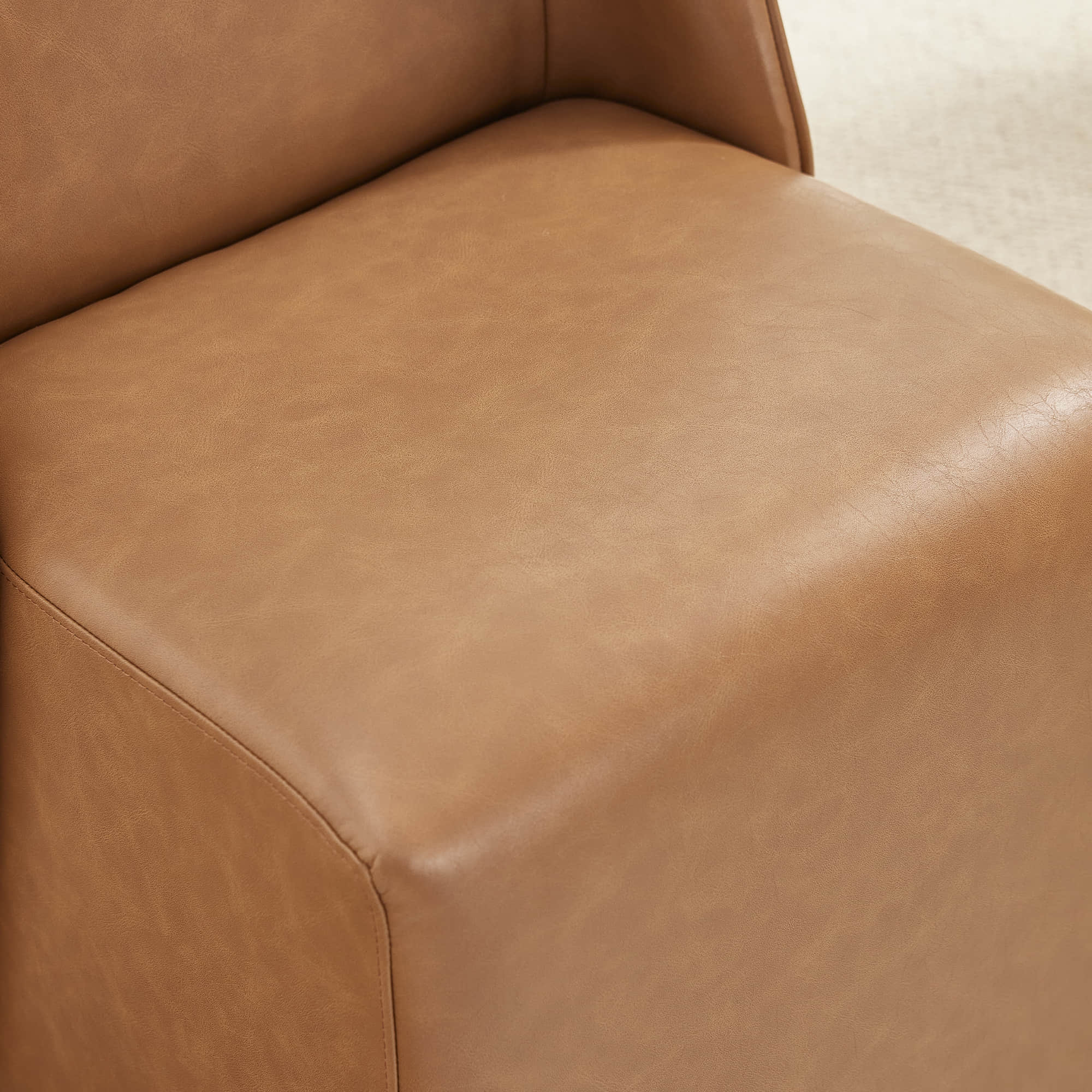 Soren Leather Rolling Dining Chair with Casters Base