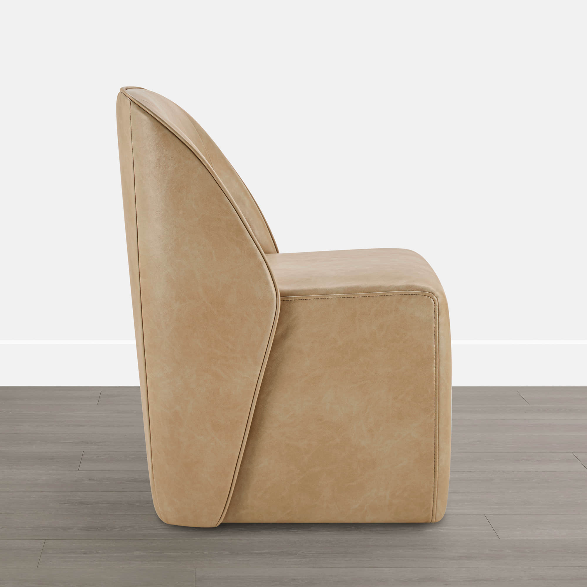 Soren Leather Rolling Dining Chair with Casters Base