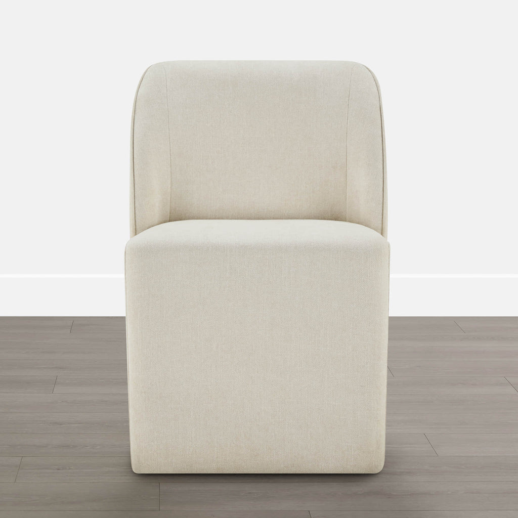 Soren Leather Rolling Dining Chair with Casters Base