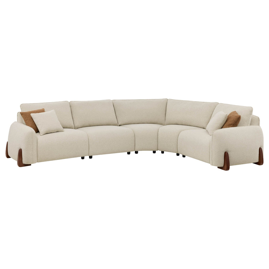 Teleri 5-seat Modular Curved Sofa with Wood Leg