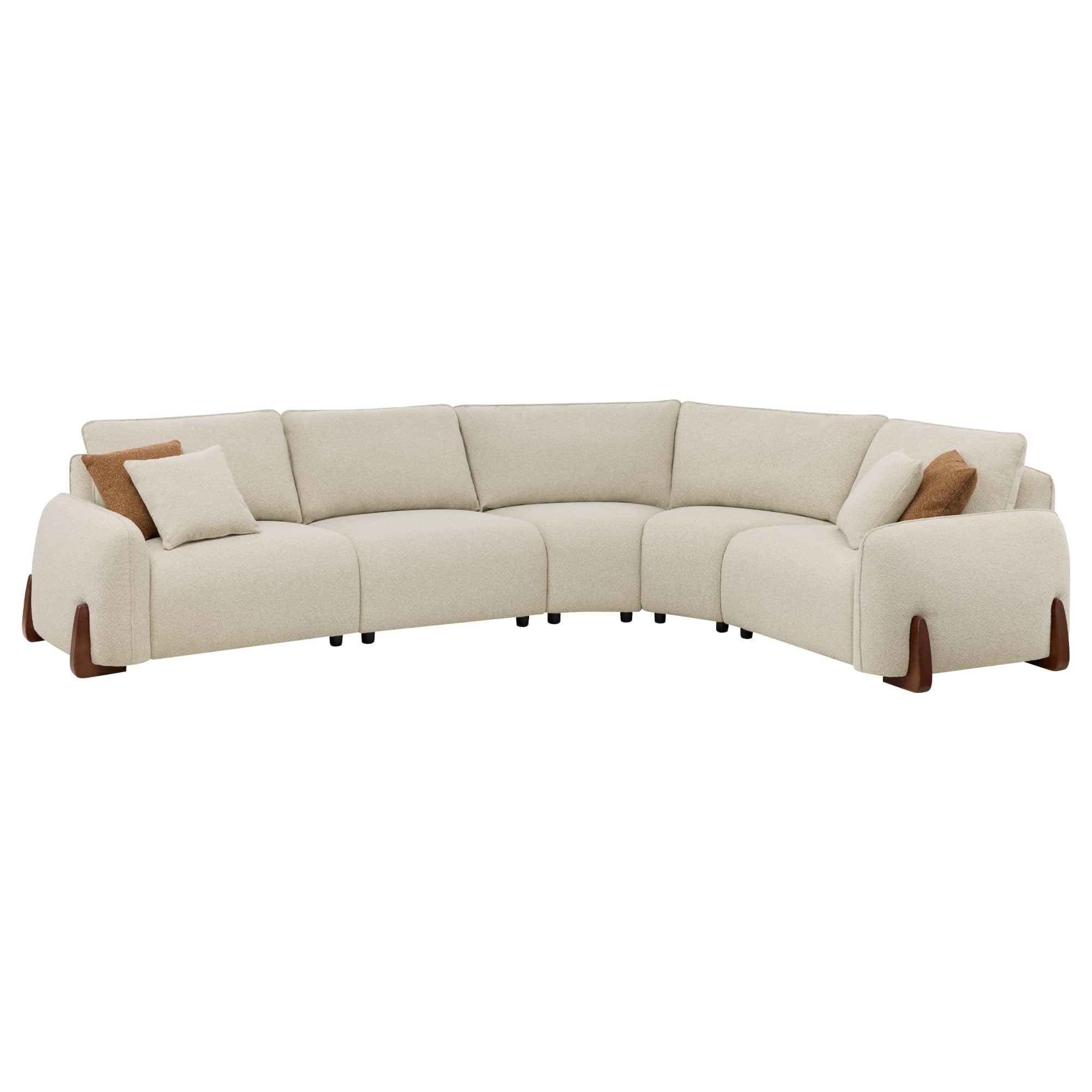 Teleri 3-seat Modular Curved Sofa with Wood Leg