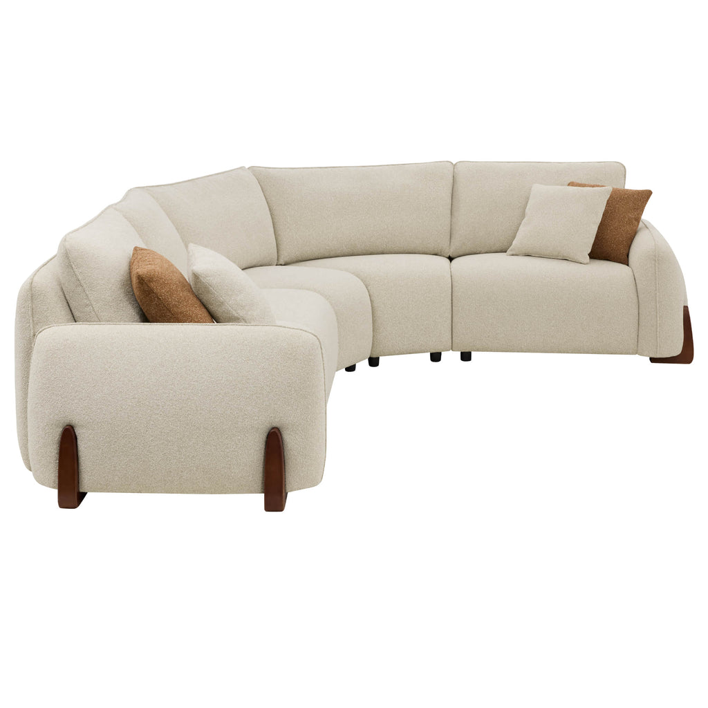 Teleri 5-seat Modular Curved Sofa with Wood Leg