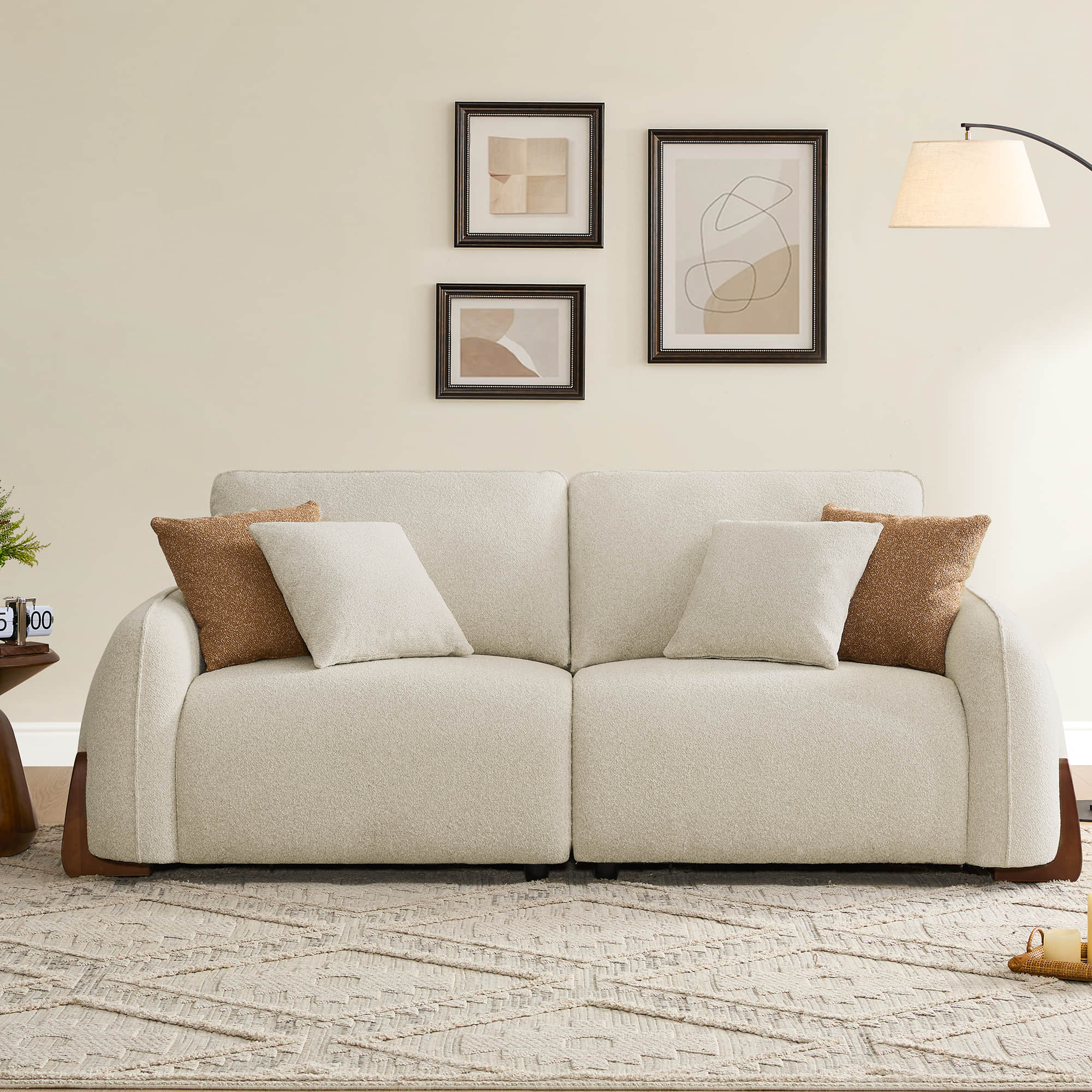Teleri 2-seat Modular Curved Sofa with Wood Leg