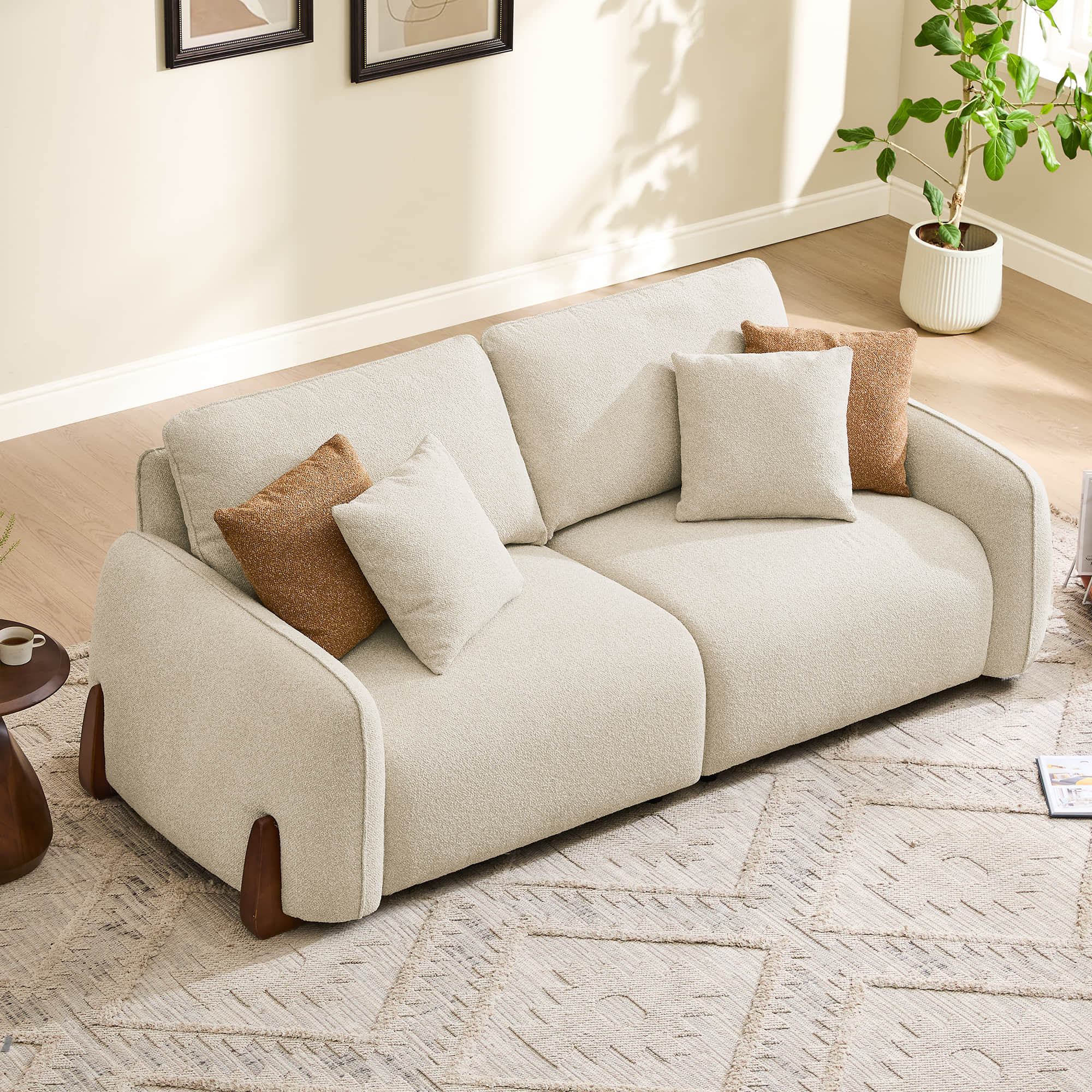 Teleri 3-seat Modular Curved Sofa with Wood Leg