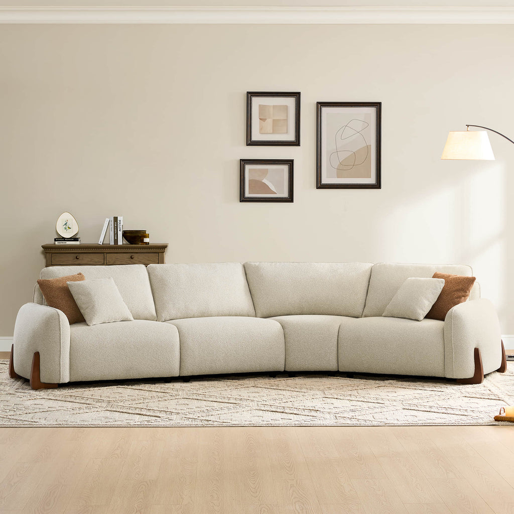 Teleri 3-seat Modular Curved Sofa with Wood Leg
