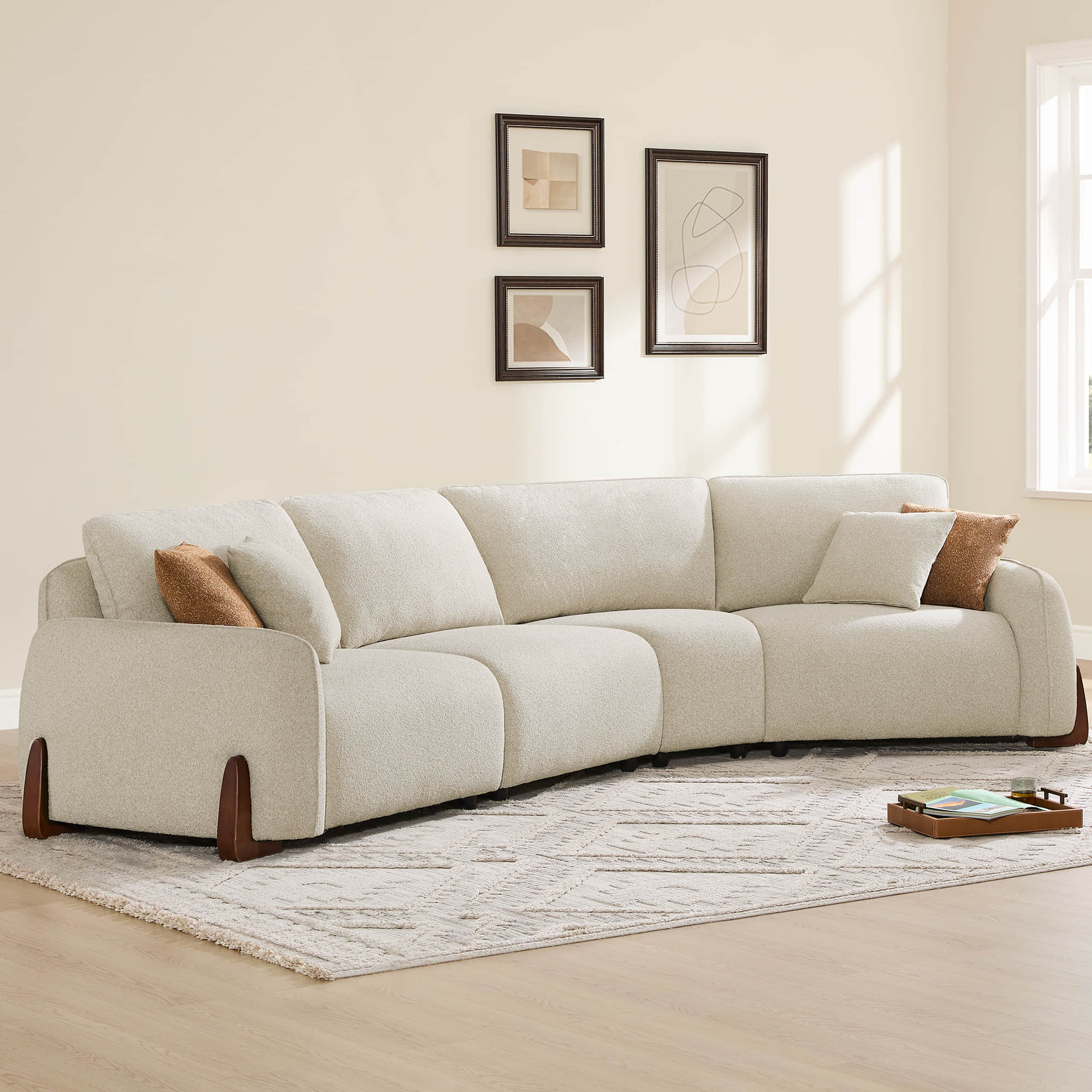 Teleri 5-seat Modular Curved Sofa with Wood Leg