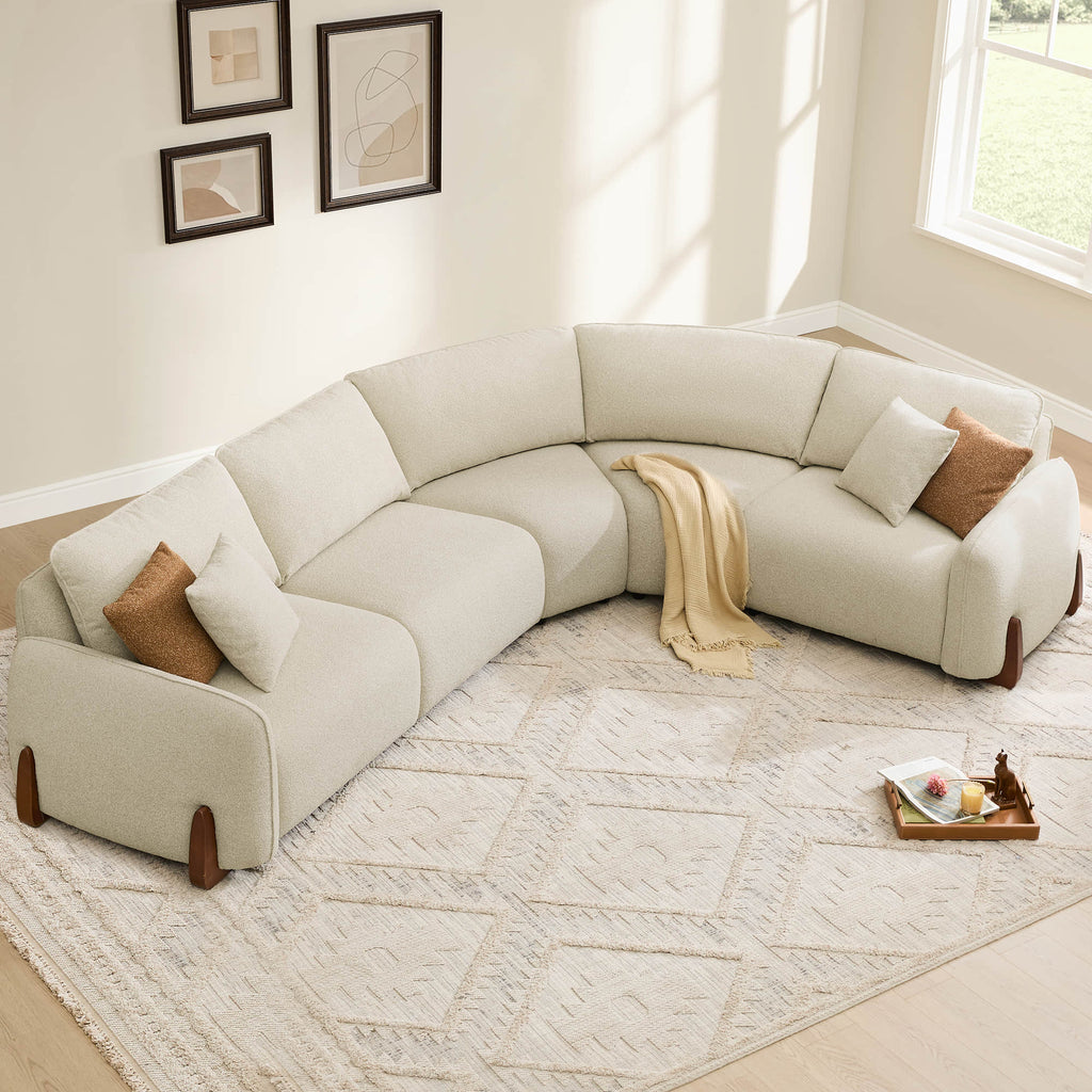 Teleri 2-seat Modular Curved Sofa with Wood Leg
