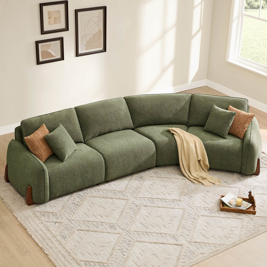 Teleri 4-seat Modular Curved Sofa with Wood Leg