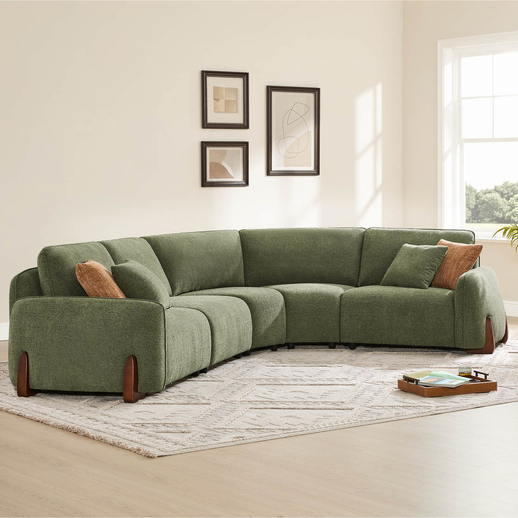 Teleri 2-seat Modular Curved Sofa with Wood Leg