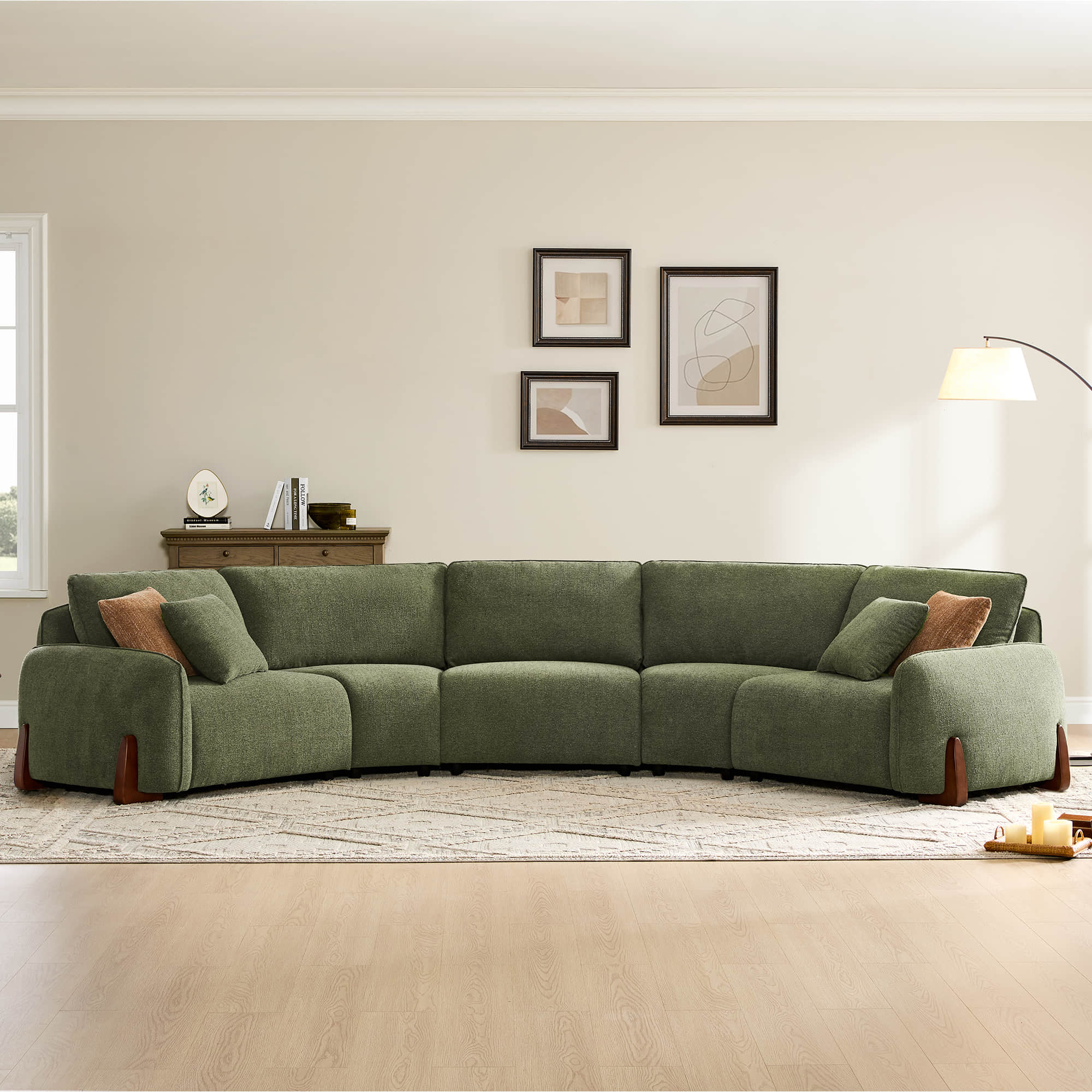Teleri 5-seat Modular Curved Sofa with Wood Leg
