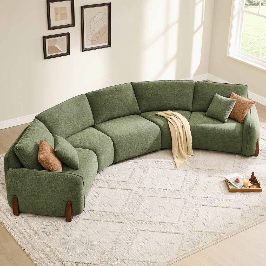 Teleri 4-seat Modular Curved Sofa with Wood Leg