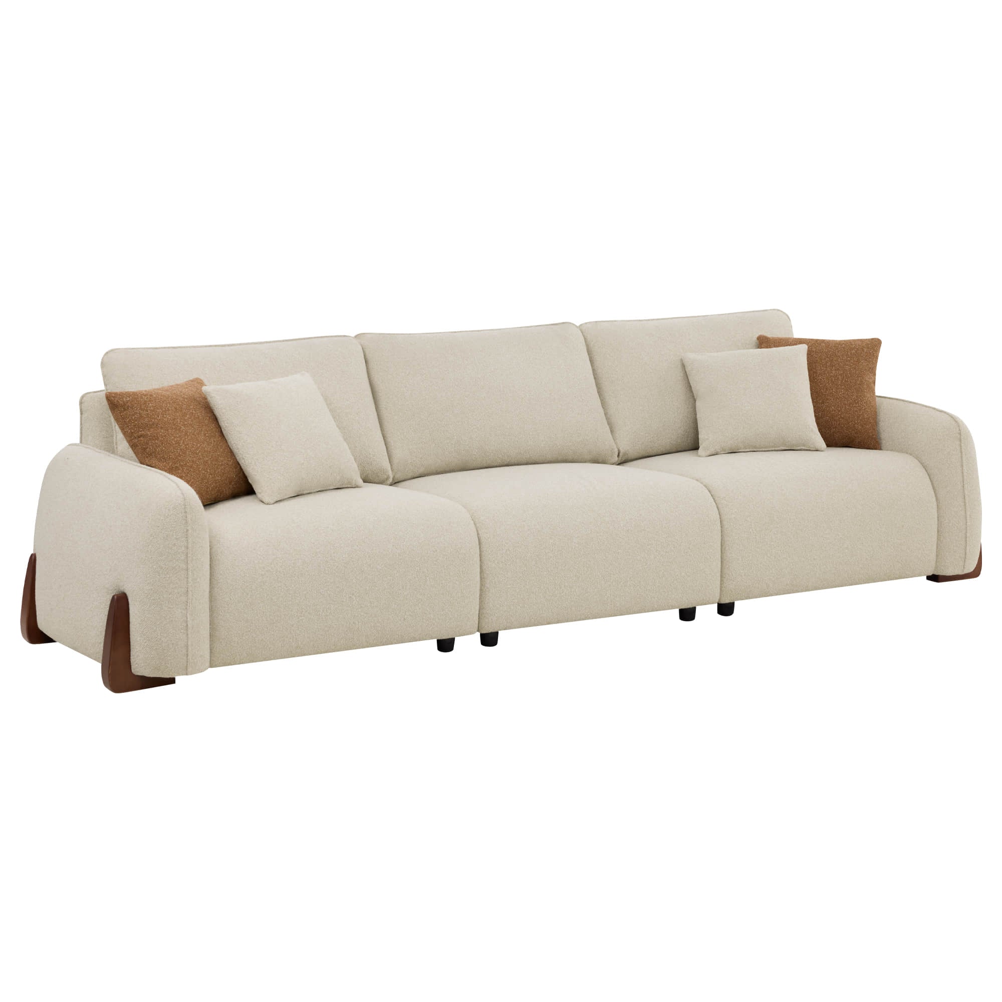 Teleri 4-seat Modular Curved Sofa with Wood Leg